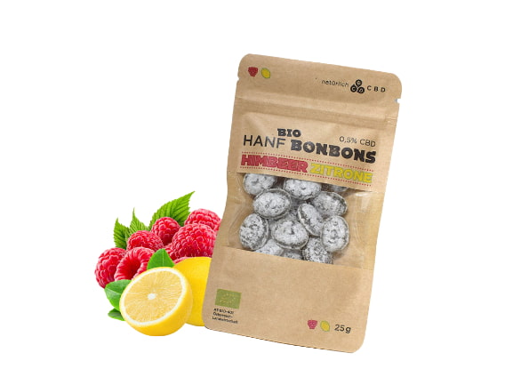 CBD Hanfbonbons Bio Himbeere-Zitrone
