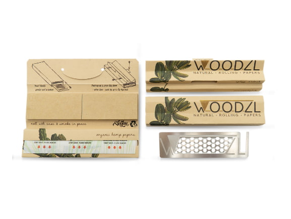 Woodzl Longpapers Set mit Filter, Drehunterlage und Grinderkarte