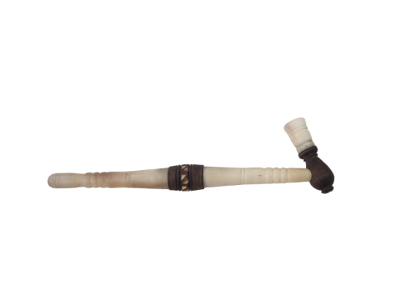 Marokkanische Pfeife – handgefertigte Sebsi – 18cm, Kopf vorne Mittelteil Holz1