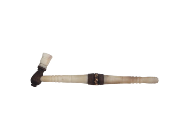 Marokkanische Pfeife – handgefertigte Sebsi – 18cm, Kopf vorne Mittelteil Holz3