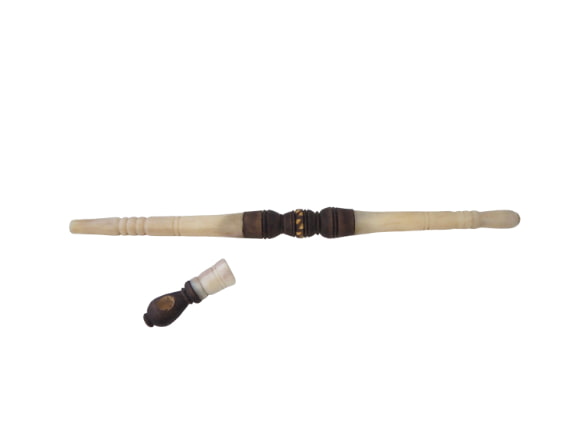 Marokkanische Pfeife – handgefertigte Sebsi – 24cm, Kopf vorne Mittelteil Holz 3